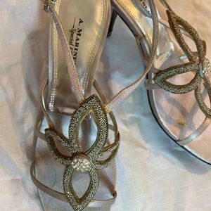 Silver toned evening sandals
